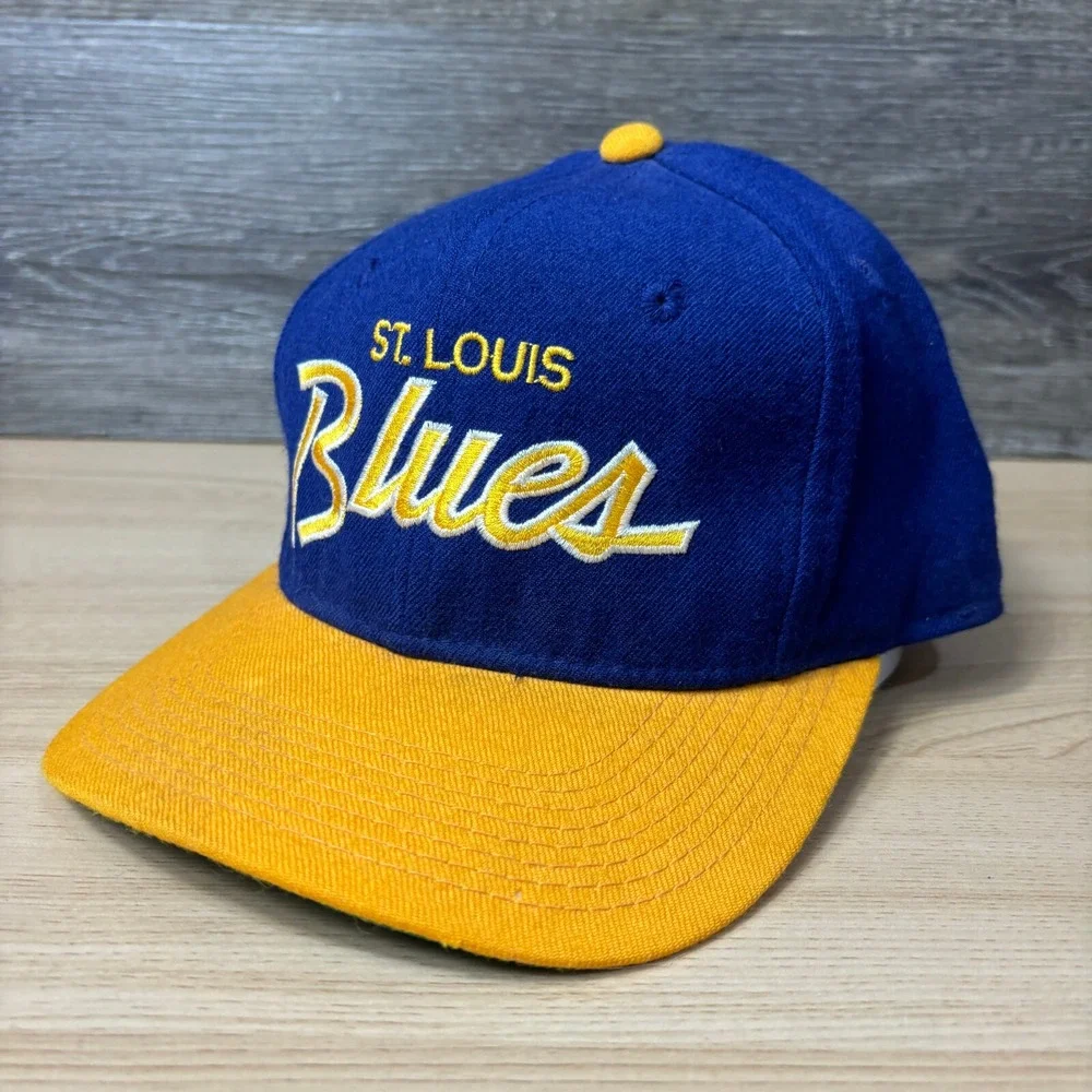 Vintage St Louis‎ Blues Hat 7 3/8 Blue Wool Sports Specialties Script Center Ice